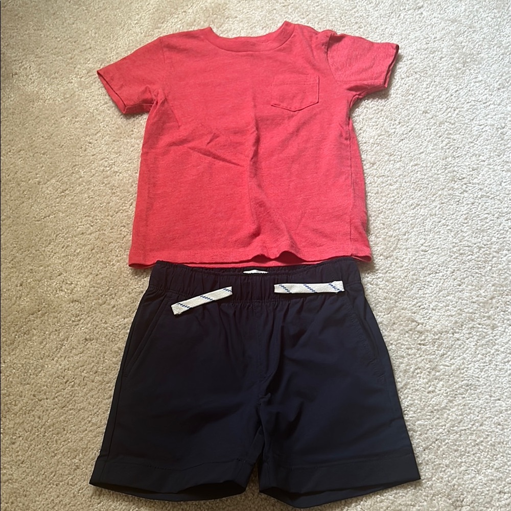 Red T-Shirt and Navy Shorts Set